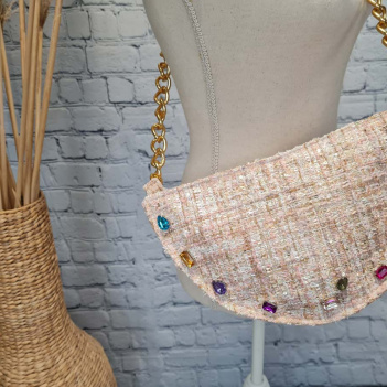 Halbmond Tasche Boucle Rose mit Steinen