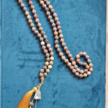 Malakette aus Picasso Jaspis und Bergkristall